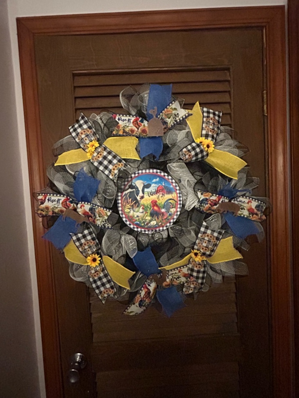 Home Holiday Autumn Welcome Wreath - Blue & Yellow